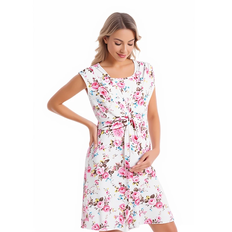 Vestido de lactancia sin mangas hasta la rodilla para maternidad