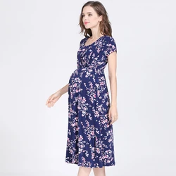 Vestido de lactancia floral de maternidad con abertura cómoda