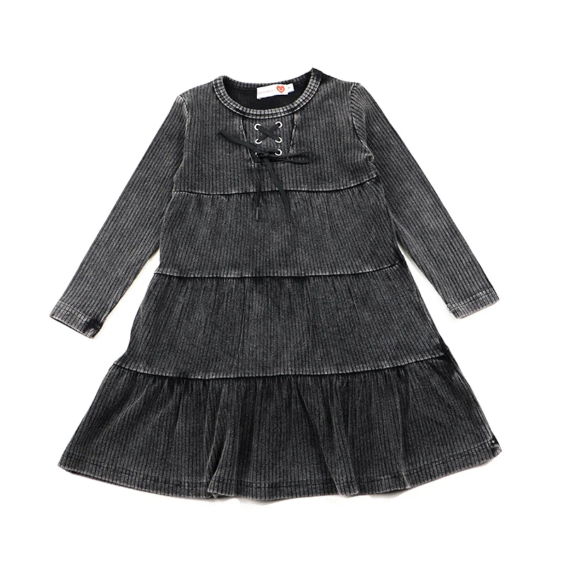 Conjunto negro acanalado con cordón para niña de invierno - imagen 5