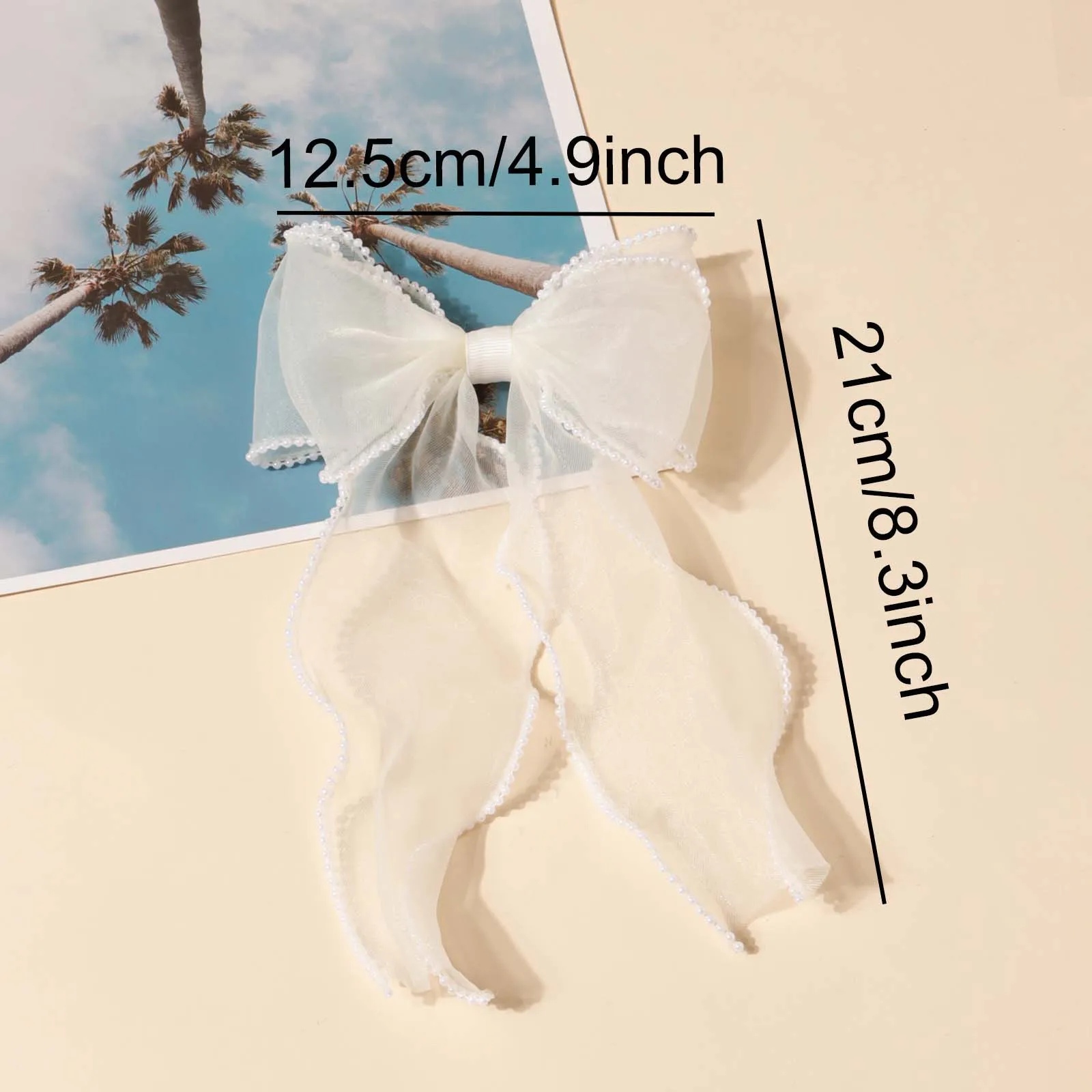 Pinza de pelo encaje beige con lazo para boda en niña - imagen 2