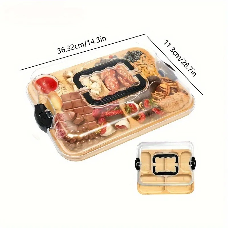 Plato infantil de bambú con tapa para comida - imagen 4