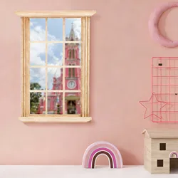 Marcos de ventana de madera para casa de muñecas con rejillas