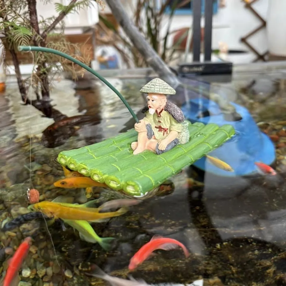 Figura de pescador realista autoflotante de resina para acuario - imagen 3