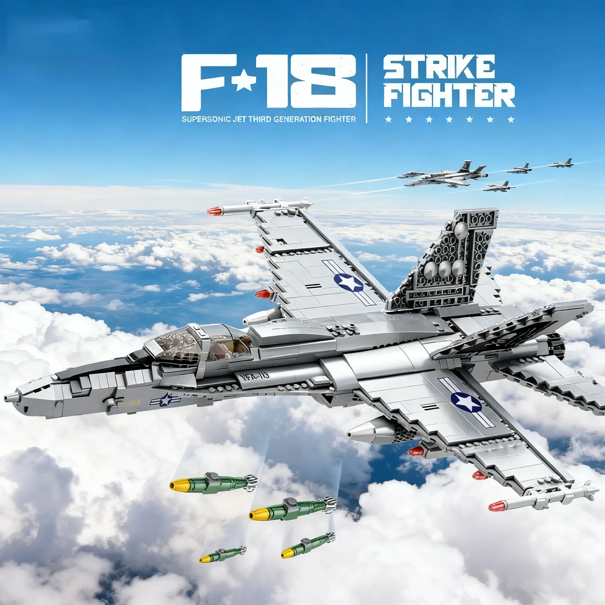 Bloques de construcción F-18 con base y soporte para exhibición - imagen 2
