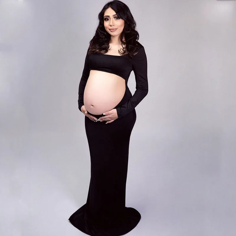 Vestido premamá elegante cuello cuadrado para fotos de boda - imagen 5