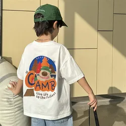 Camisetas de algodón para niños – Moda coreana extragrandes estampado