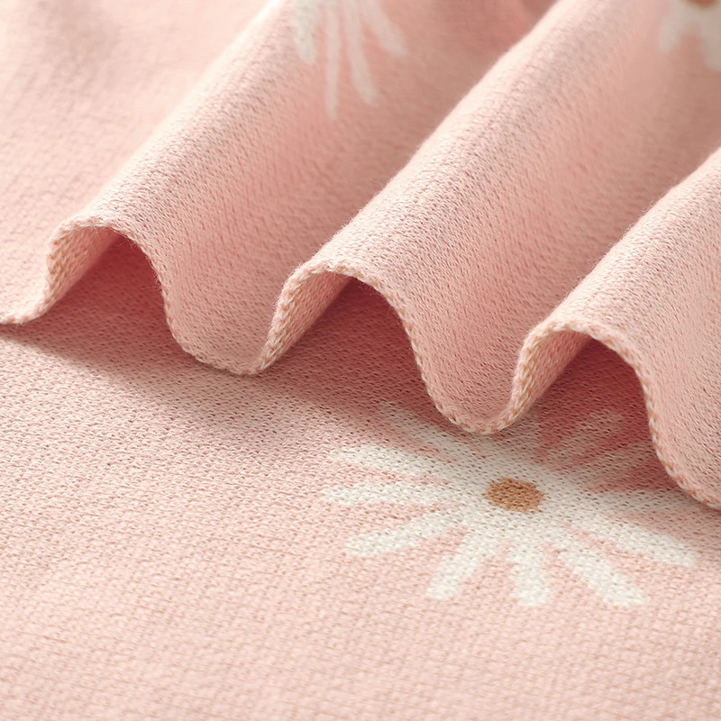 Manta de algodón punto para bebé recién nacido – cochecito floral - imagen 5