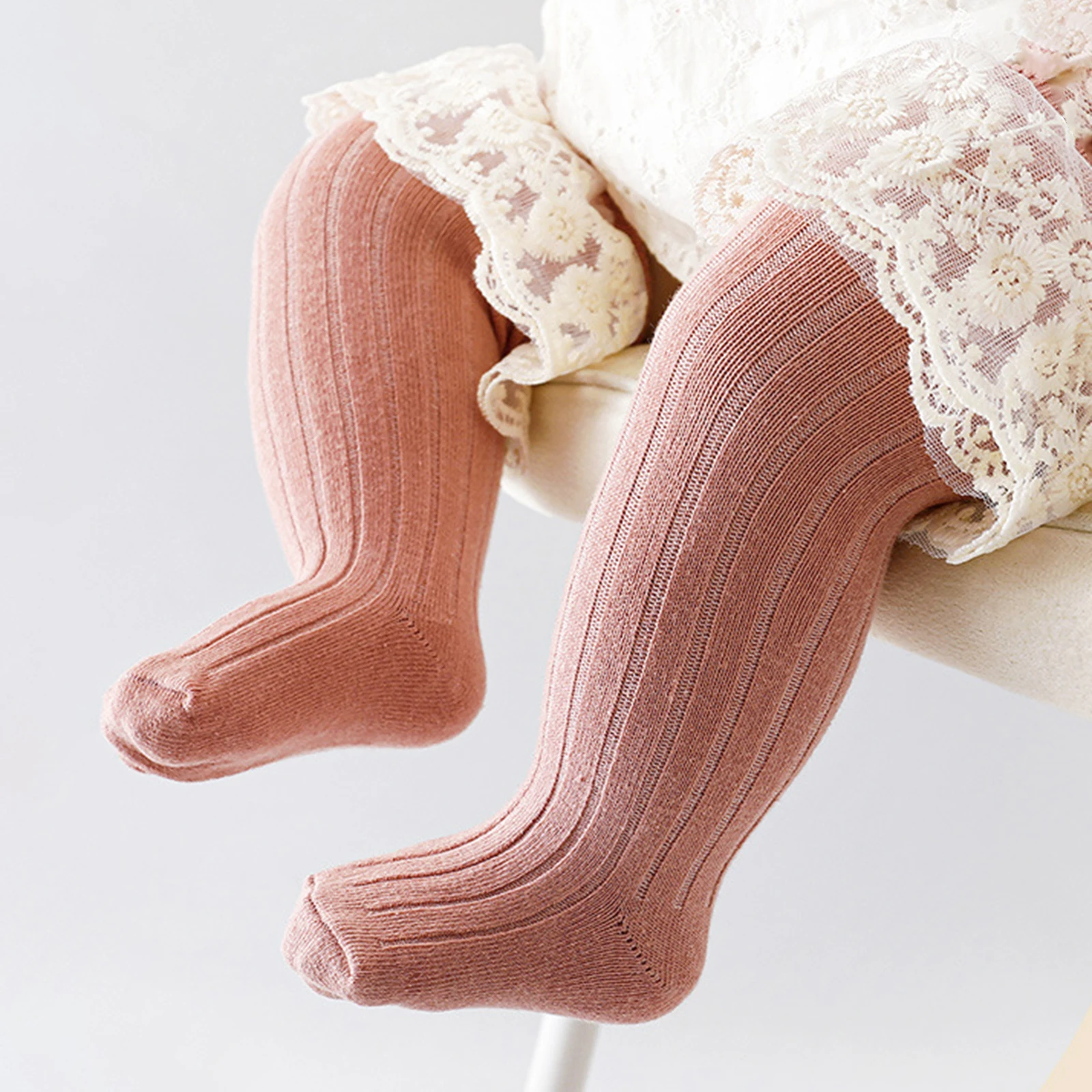 Tregren calcetines hasta la rodilla niña algodón con encaje - imagen 4