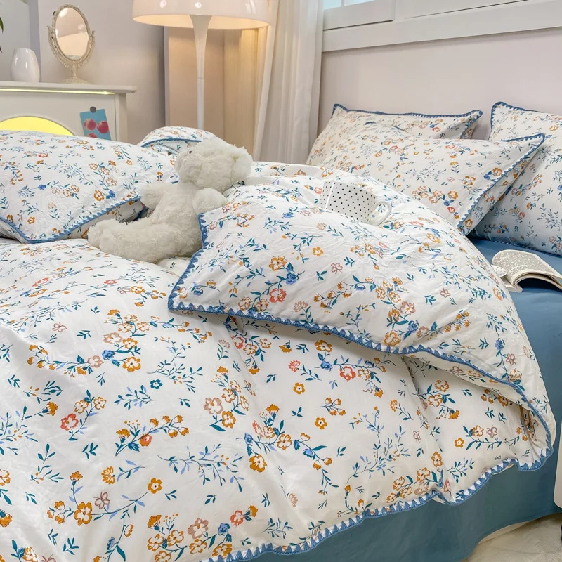 Juego de ropa de cama de algodón para cuna de niña con osito - imagen 2