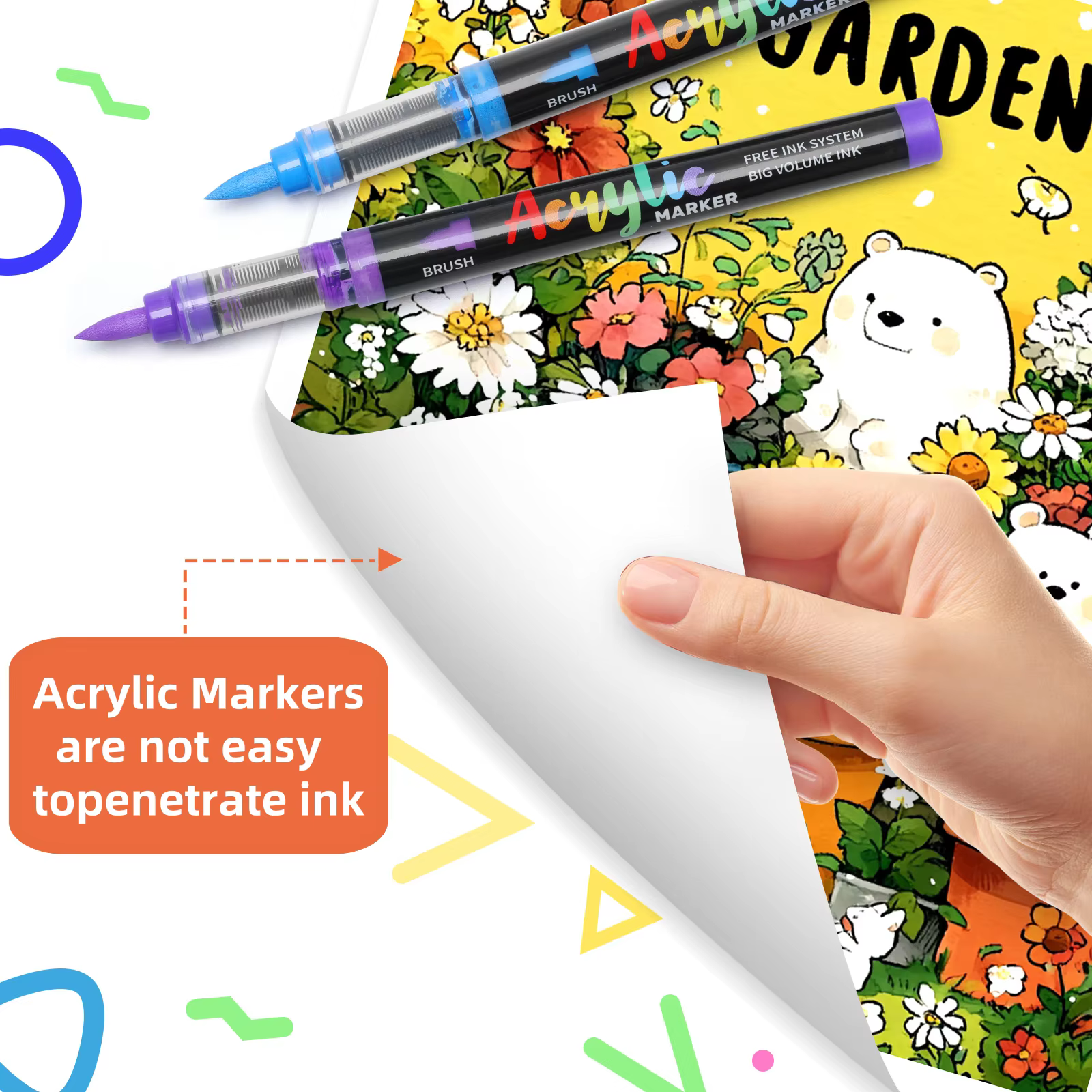 Marcadores de pintura acrílica punta pincel suave triangular para niños - imagen 3