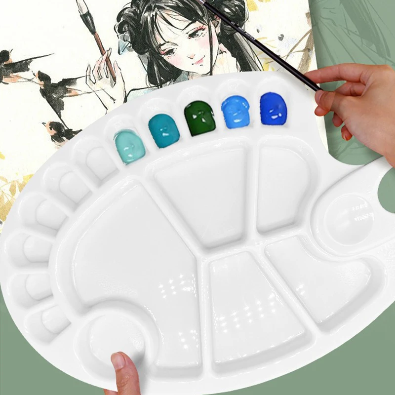 Paleta de pintura ZYF reutilizable de plástico blanca para acuarela - imagen 4