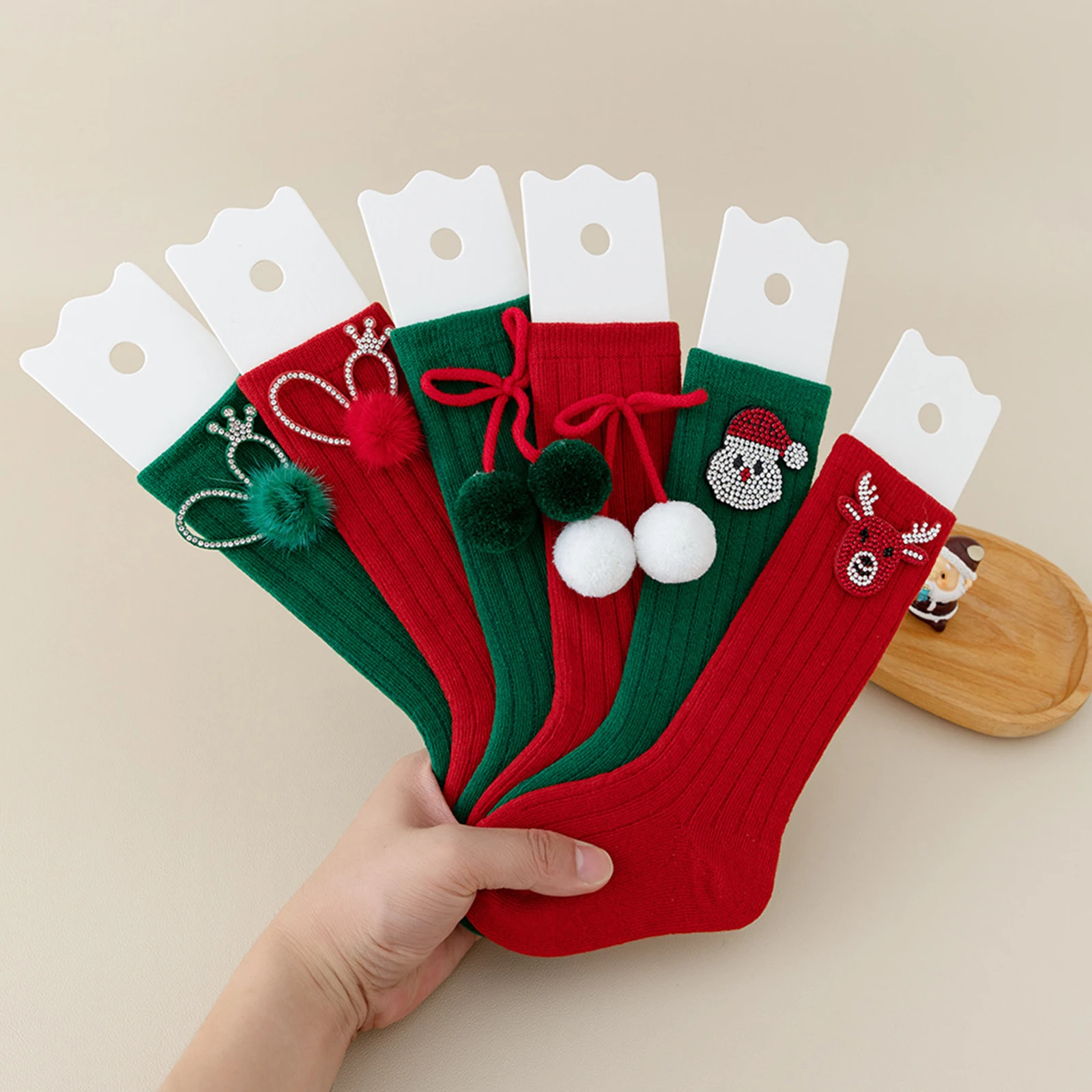 Tregren Calcetines altos de bebé con pedrería para Navidad - imagen 2