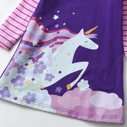 DXTON vestido de niña floral algodón con mangas voladoras a rayas