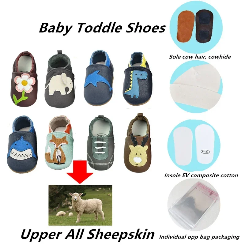 Zapatos de bebé antideslizantes de otoño – piel de oveja suave - imagen 5