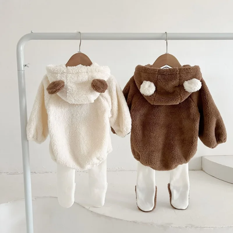Pelele felpa para recién nacido con capucha de oso, otoño-invierno - imagen 3