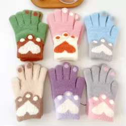 Guantes de punto cálidos estilo corazón para niños – Otoño invierno