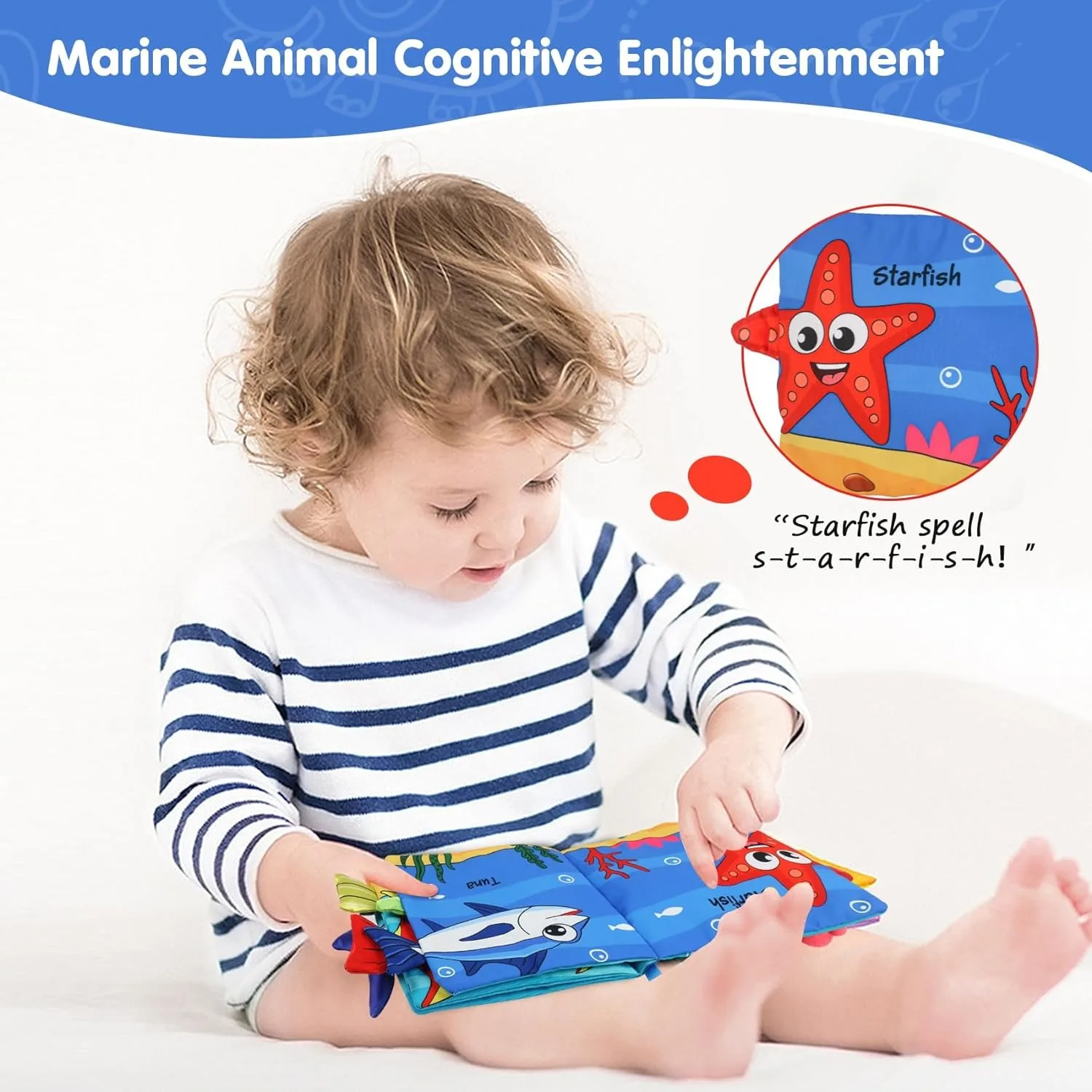 Libro de tela blandito con animales marinos para bebé