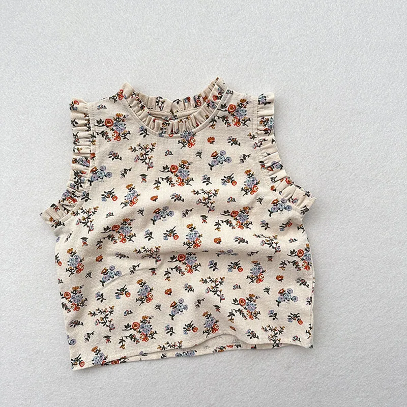 Chaleco floral sin mangas para niños y niñas 1-6T Verano 2024
