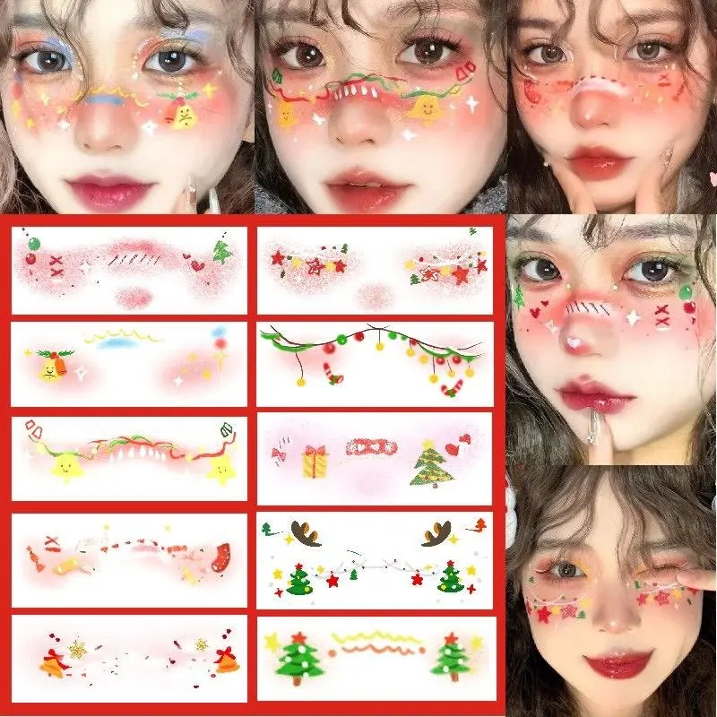 Pegatinas faciales infantiles navideñas de reno y copo de nieve - imagen 2