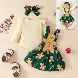 Conjunto navideño de falda y mameluco para recién nacido otoño-invierno