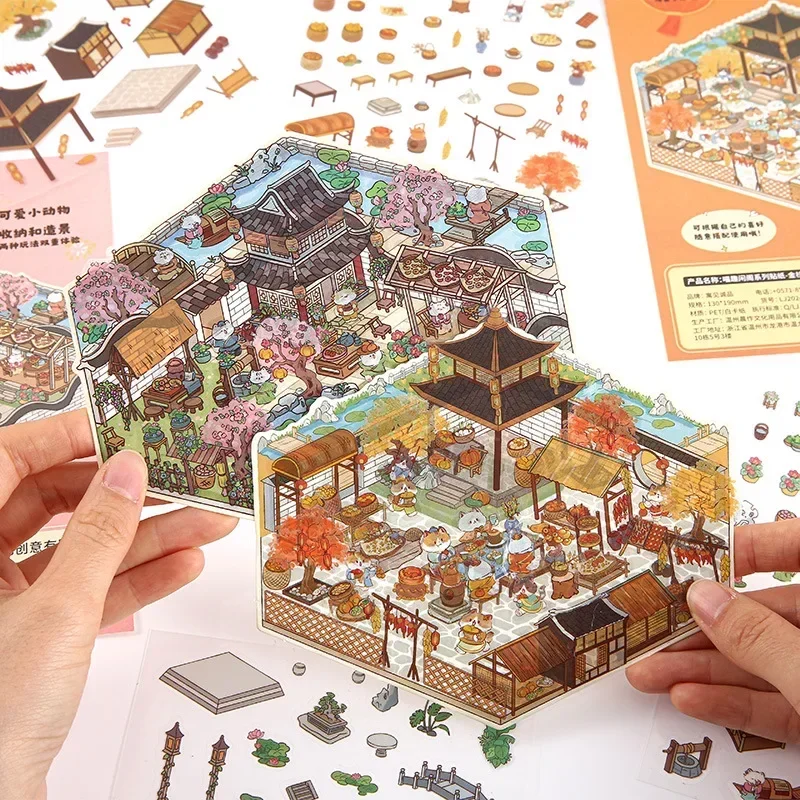 Juego de pegatinas con gatos para bebés – decoración retro mini