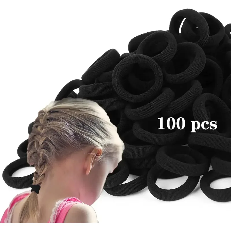 Gomas elásticas para el pelo de niñas – Negro básico, sujeta cola - imagen 4