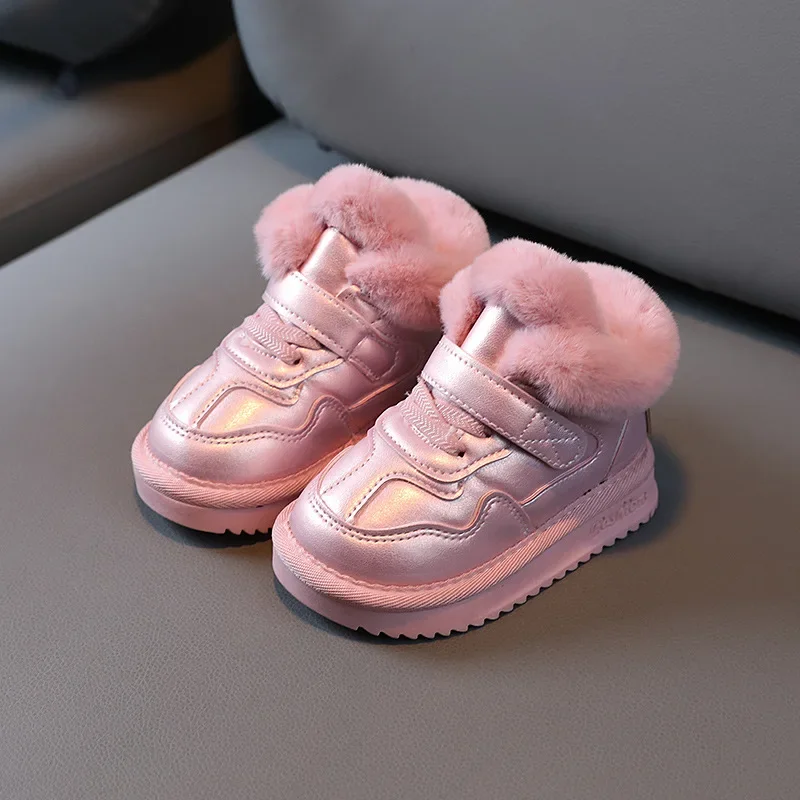 Botas de nieve infantiles – Felpa cálida impermeable con suela antideslizante - imagen 3