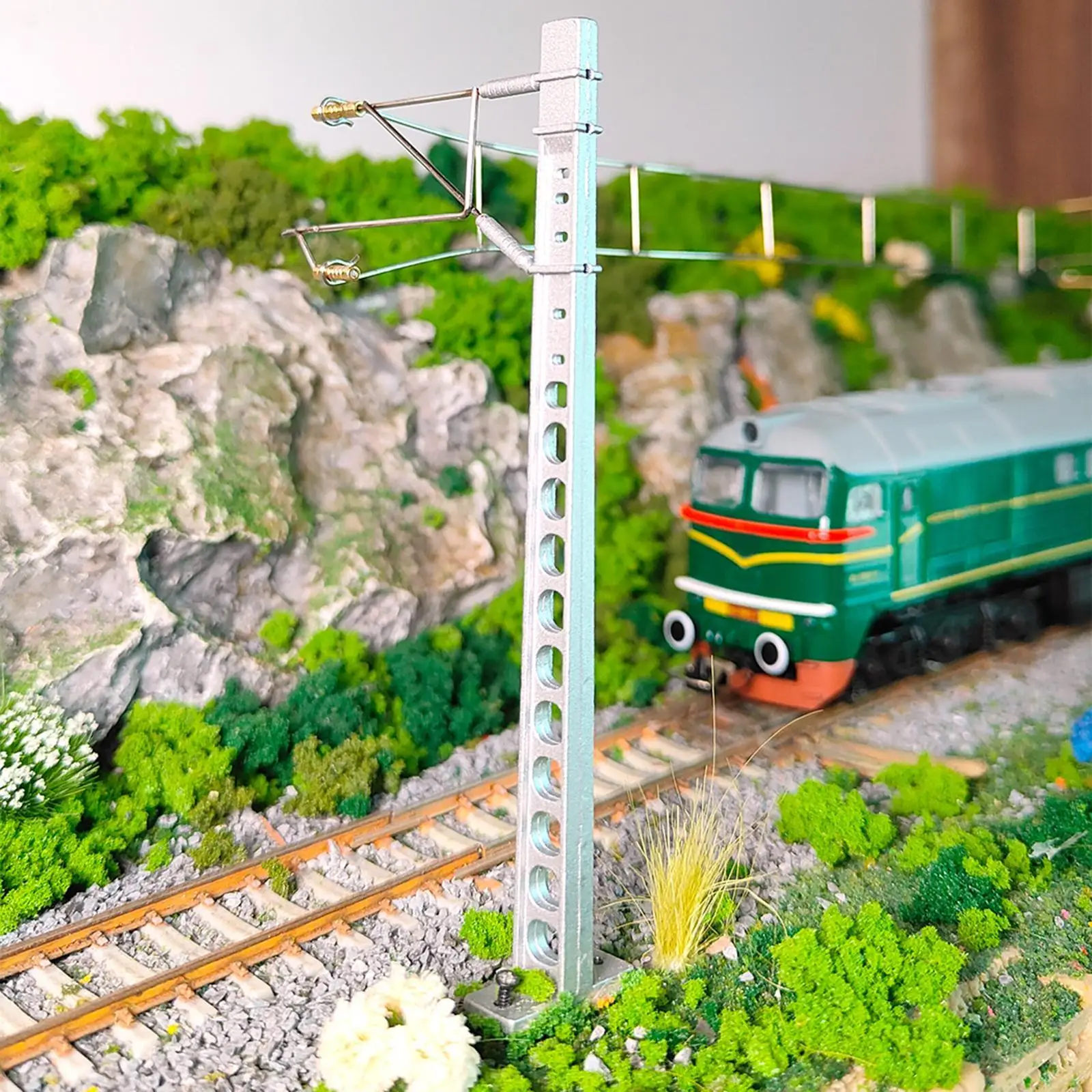 Poste de toma de tierra para trenes escala HO – Soporte metálico - imagen 3