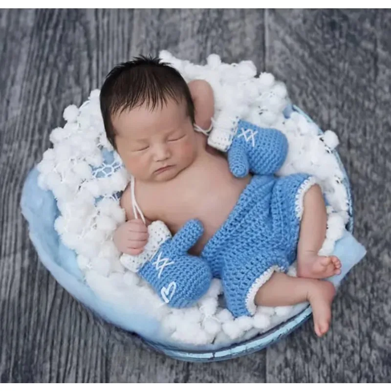 Conjunto de boxeo para bebé niña de punto con guantes