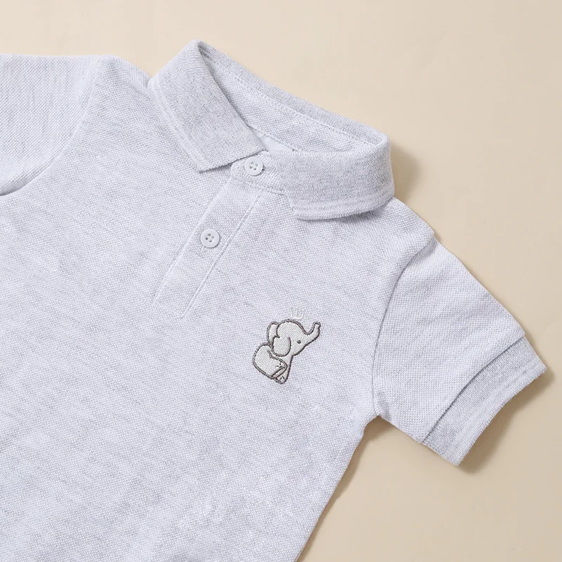 Mono de algodón suave con cuello polo para bebé, manga corta - imagen 3
