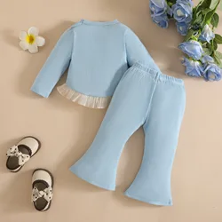 Conjunto bebé niña floral de camiseta manga larga y pantalón