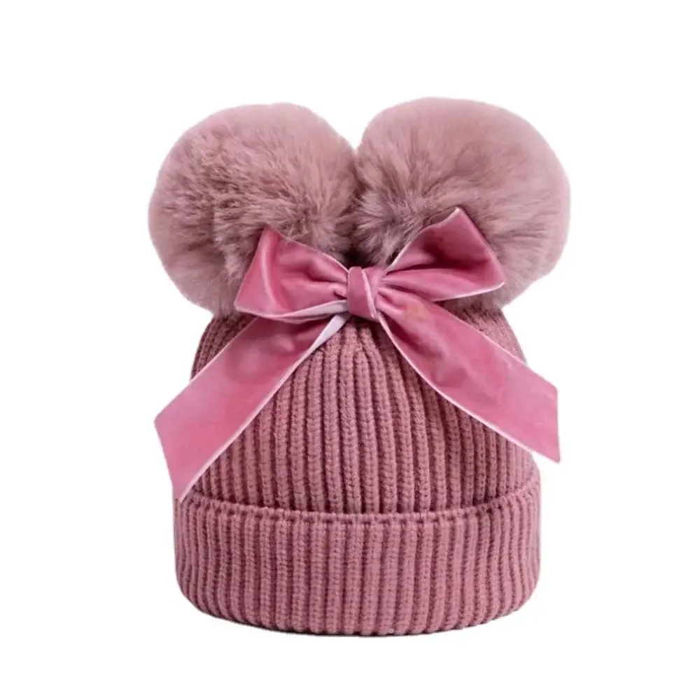 Gorro lana pompón forro algodón niños invierno