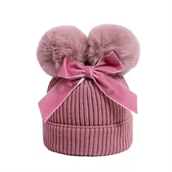 Gorro lana pompón forro algodón niños invierno
