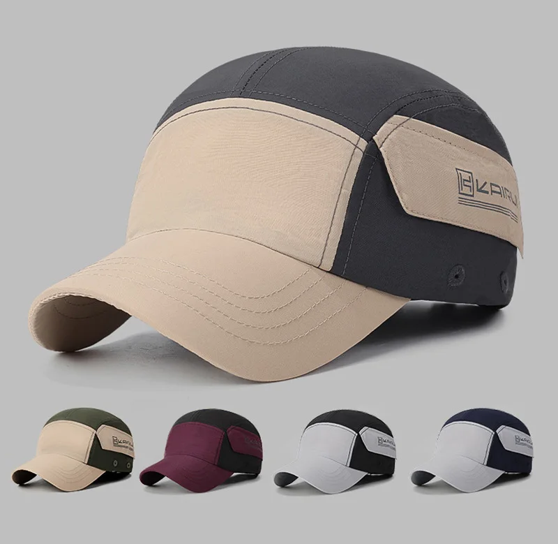 Gorra de béisbol de secado rápido con bolsillo pequeño en uso al aire libre