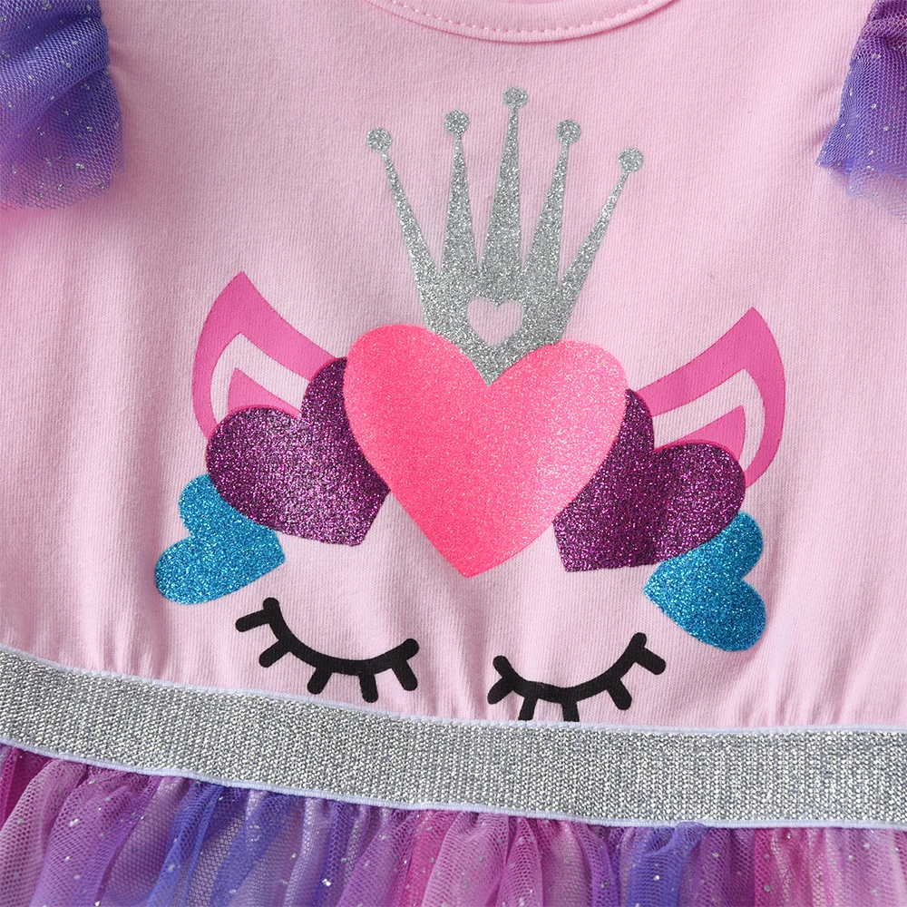 Vestido de verano para niña DXTON de capa con corazón y malla - imagen 5