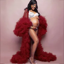 Vestido de maternidad en tul con encaje y escote V para fotos