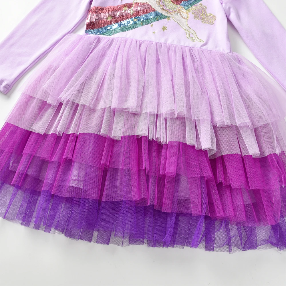 DXTON Vestido de princesa para niña en algodón con lentejuelas - imagen 4