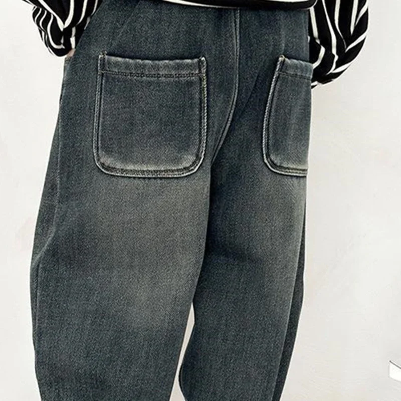 Pantalones vaqueros de lana para niños de invierno con dibujos - imagen 4
