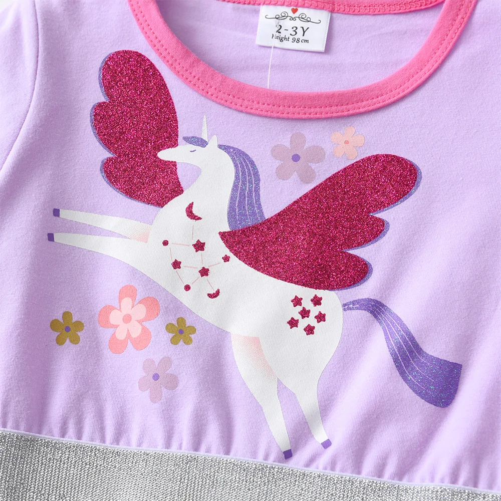 DXTON Vestido de algodón para niña con flores y unicornio – Verano - imagen 3