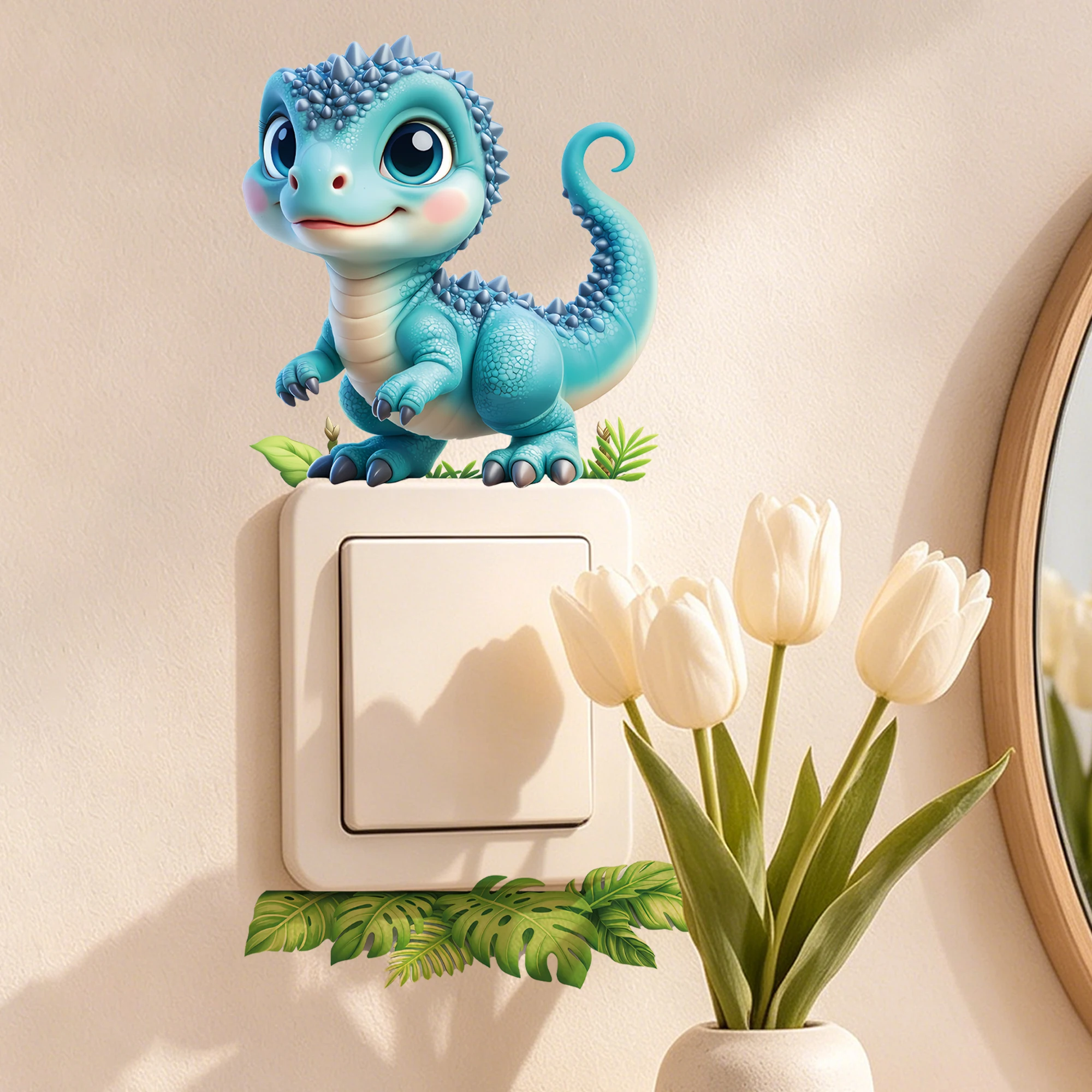 Vinilo decorativo 3D para interruptor de luz con dinosaurio - imagen 4