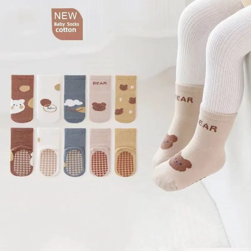 Calcetines antideslizantes de algodón para primeros pasos del bebé - imagen 3