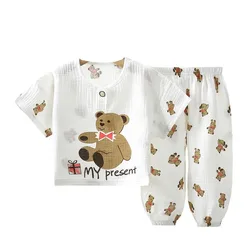 Pijama doble capa fino para verano algodón puro transpirable unisex ligero