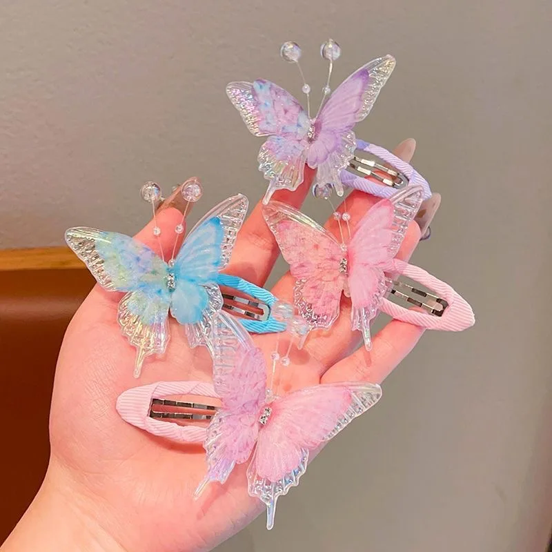 Pasadores para el pelo de niña con mariposas para flequillo dulce - imagen 3