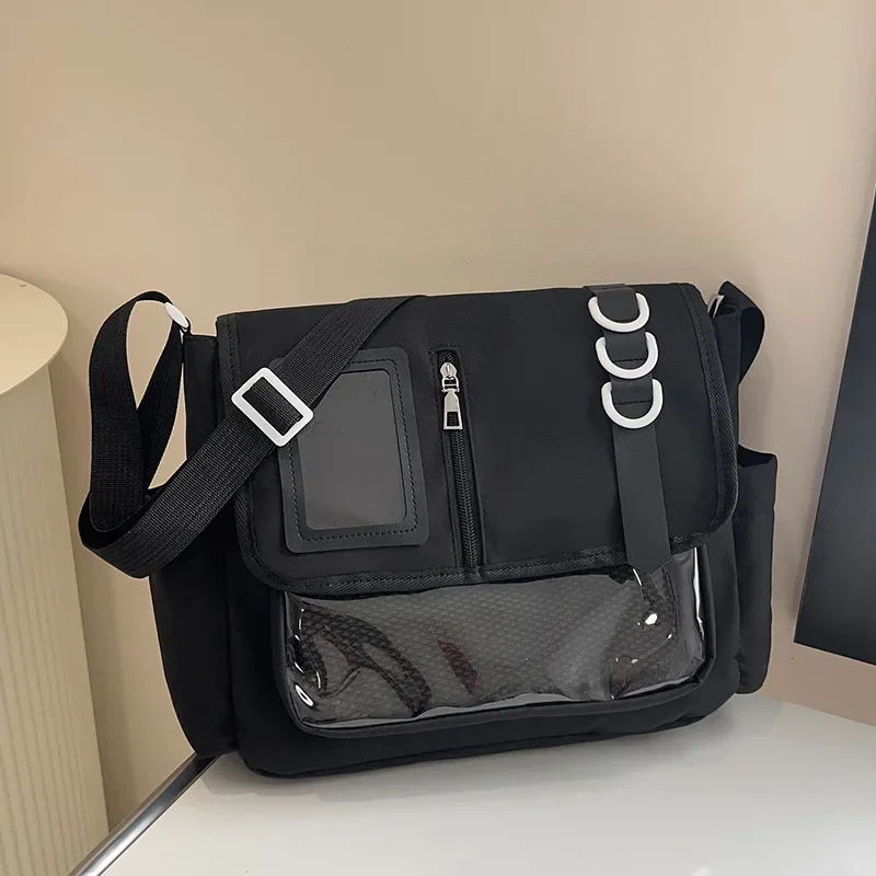 Mochila escolar Harajuku transparente con insignias para niña - imagen 3