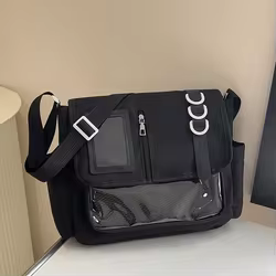 Mochila escolar Harajuku transparente con insignias para niña