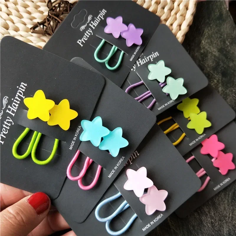 Bandas y gomas para el pelo infantil con estrellas y flores – Estilo fluorescente - imagen 2