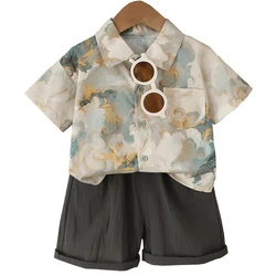 Conjunto verano algodón orgánico para bebé – Tops manga corta y shorts