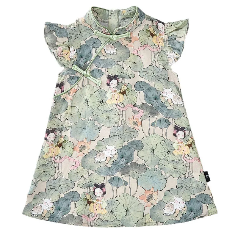Vestido floral de algodón para niña sin mangas – Fresco - imagen 5