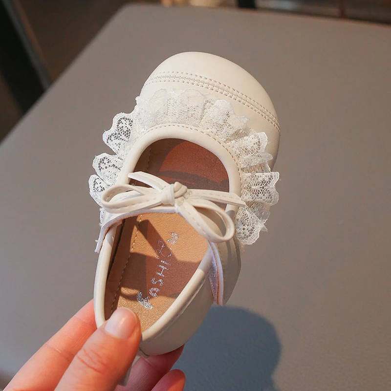 Zapatos de cuero para niña con encaje estilo princesa antideslizantes - imagen 5