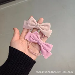 Diadema rosa de terciopelo con lazo plateado, goma elástica